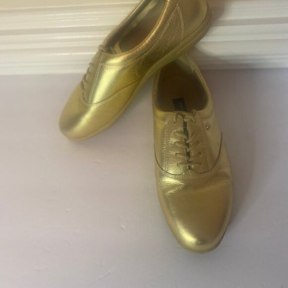 EASY SPIRIT Women's Metallic Gold Leather Sneakers, Anti-Gravity, Size 7.5 - Picture 3 of 8